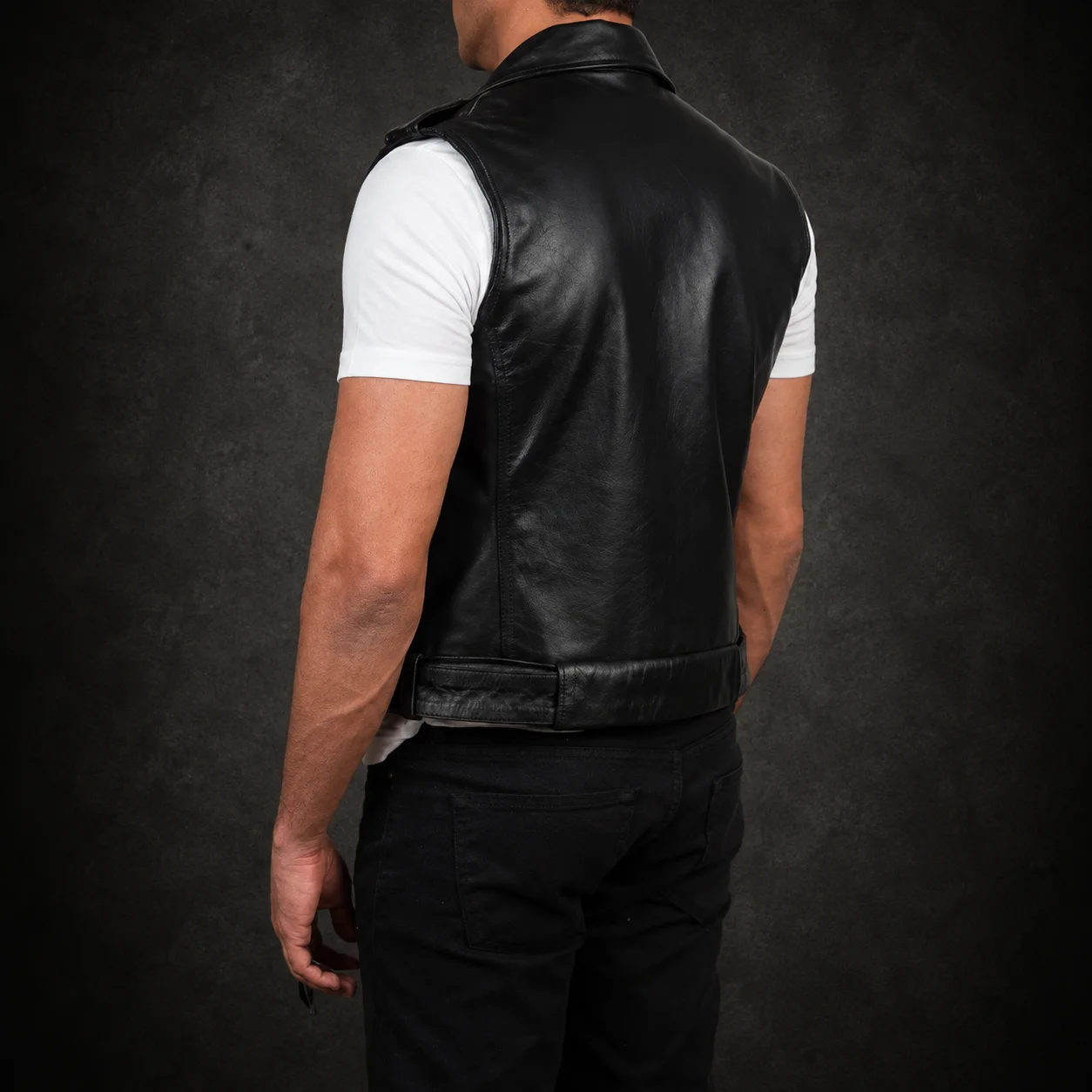 Kingston Black Leather Biker Vest alternate