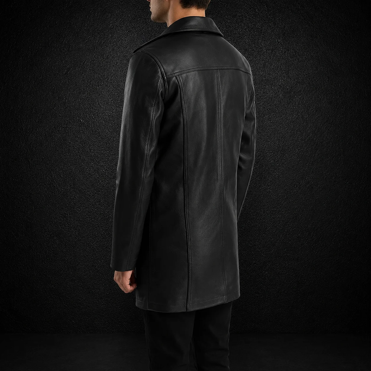 Men’s Brawnton Black Cowhide Leather Coat alternate