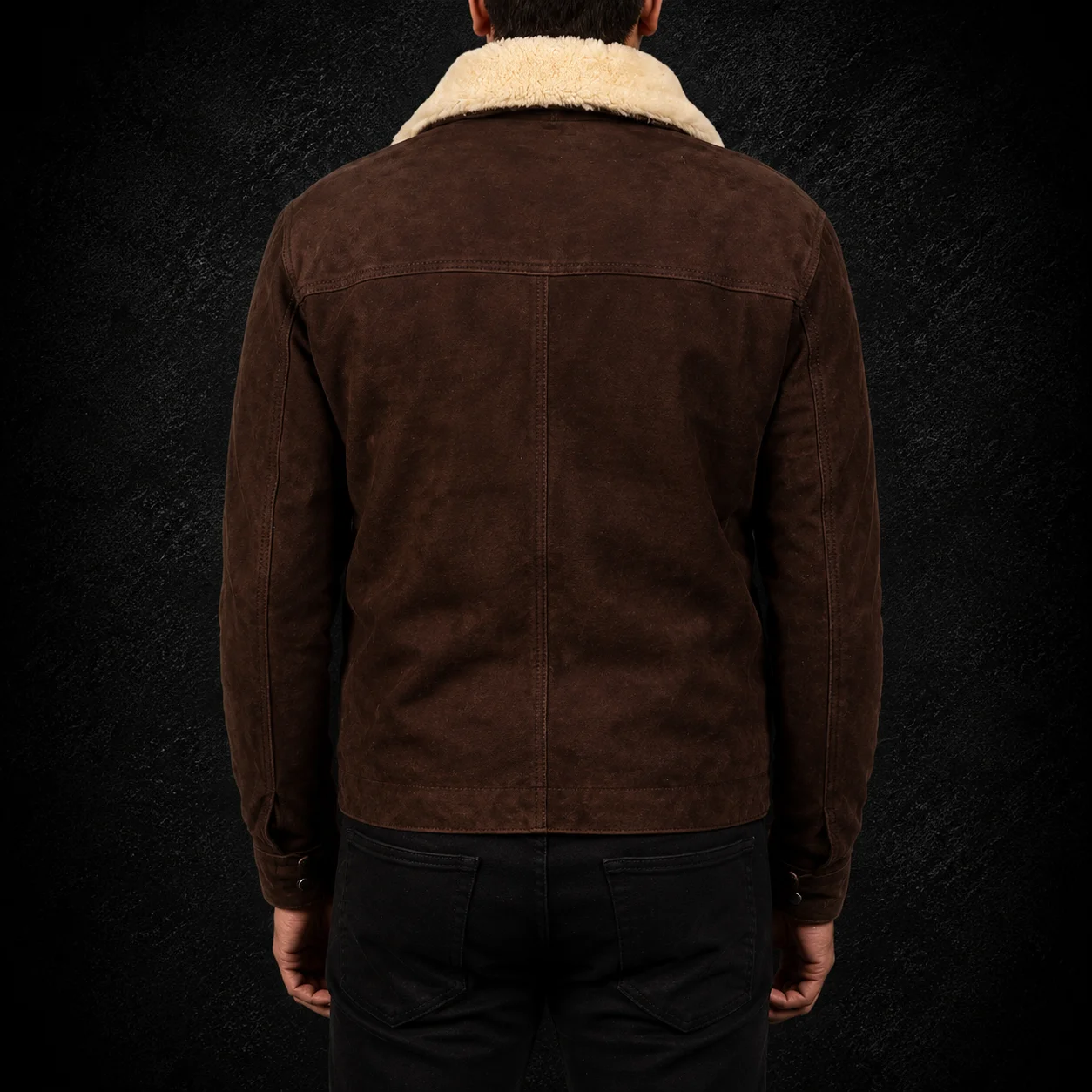 Men's Vintage Brown Suede Shearling Leather Jacket alternate