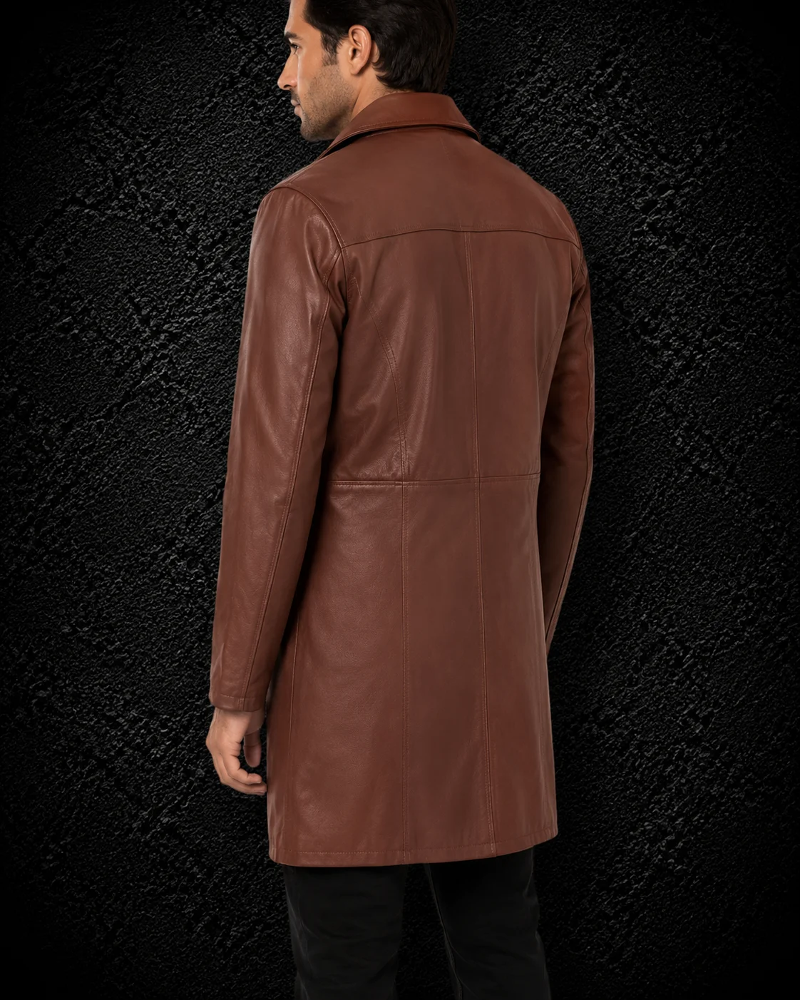 Dawson Long Brown Leather Coat alternate