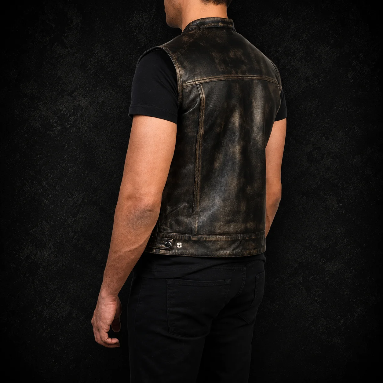 Sterling Moto Distressed Brown Leather Vest alternate