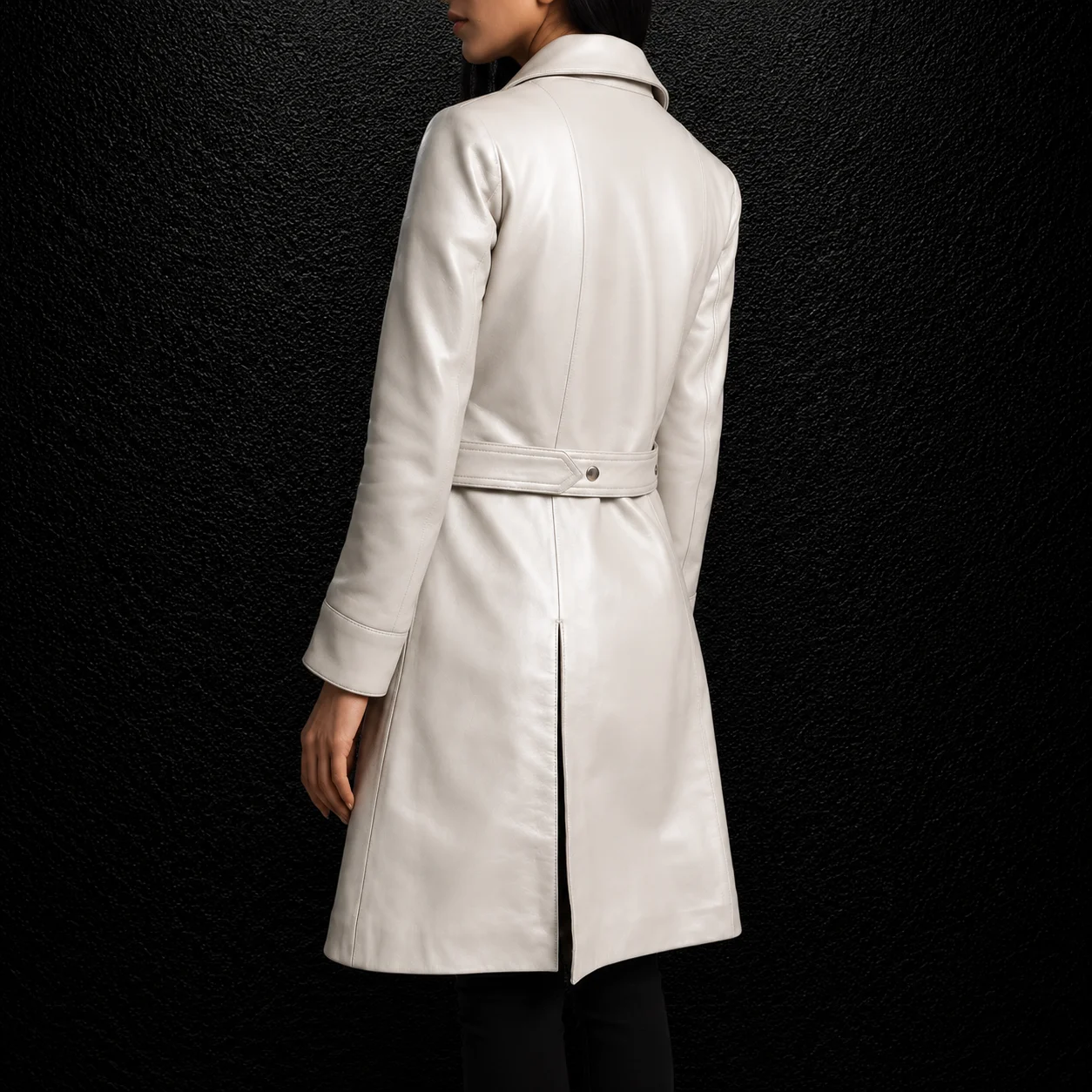 Lunara Silver Leather Trench Coat alternate
