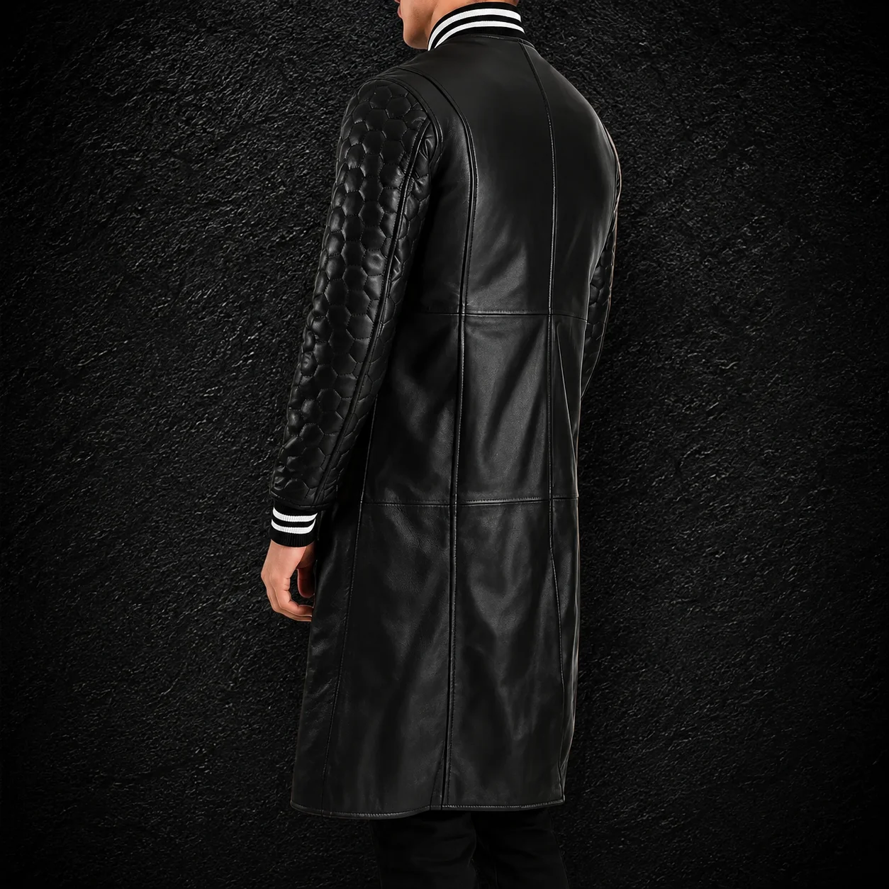 Men's Monarch Black Leather Varsity Coat alternate