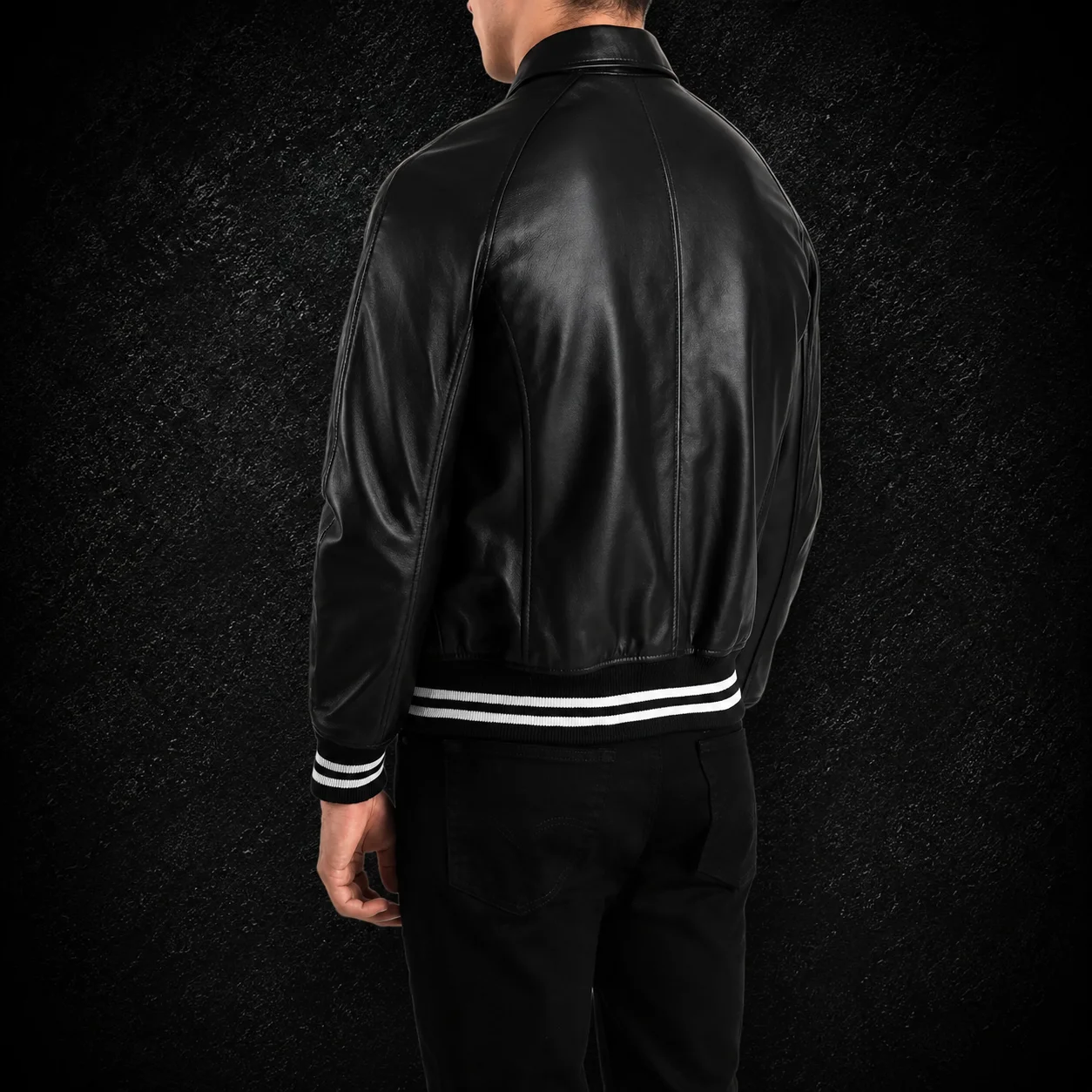 Men's Kingston Black Leather Varsity Jacket alternate