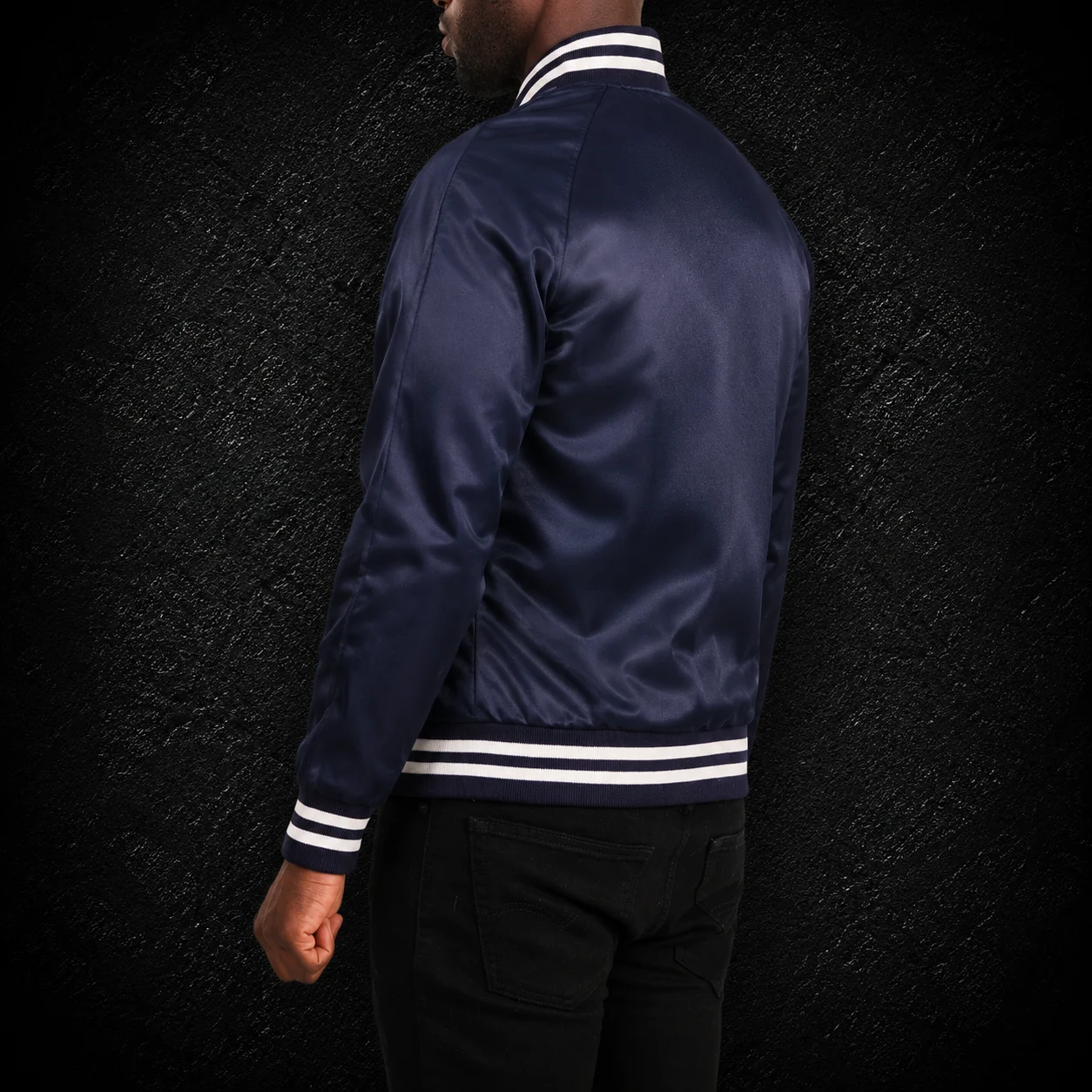Men's Horizon Blue Satin Varsity Jacket alternate
