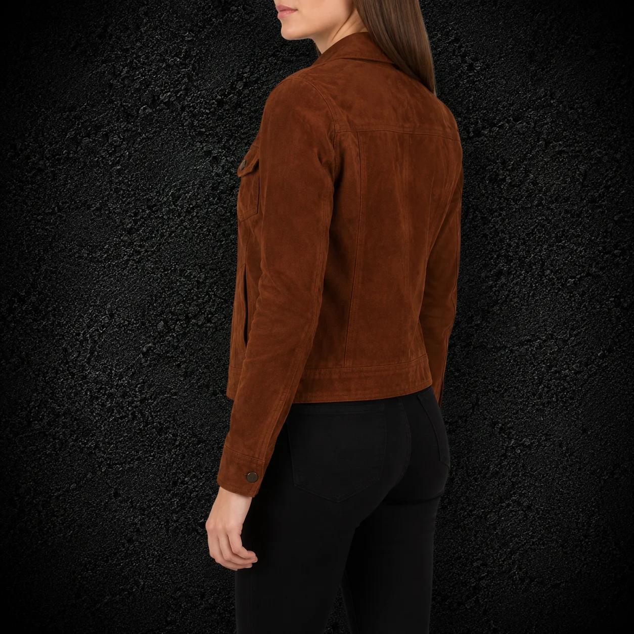 Elara Brown Suede Trucker Jacket alternate