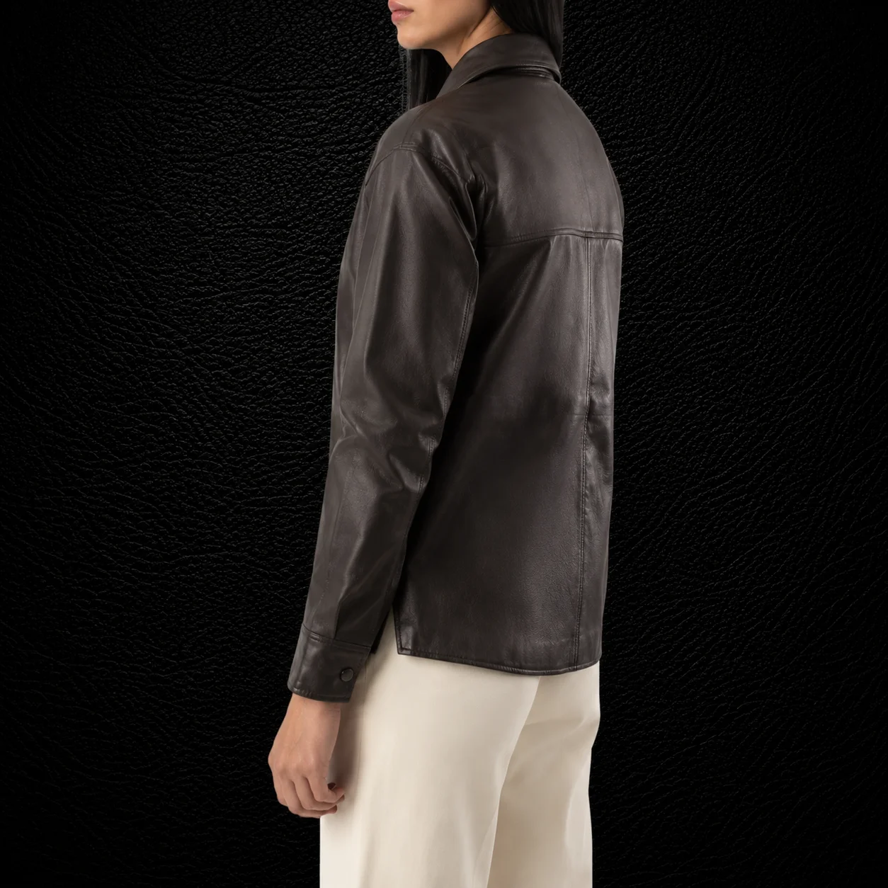 Elara Brown Leather Shirt Jacket alternate