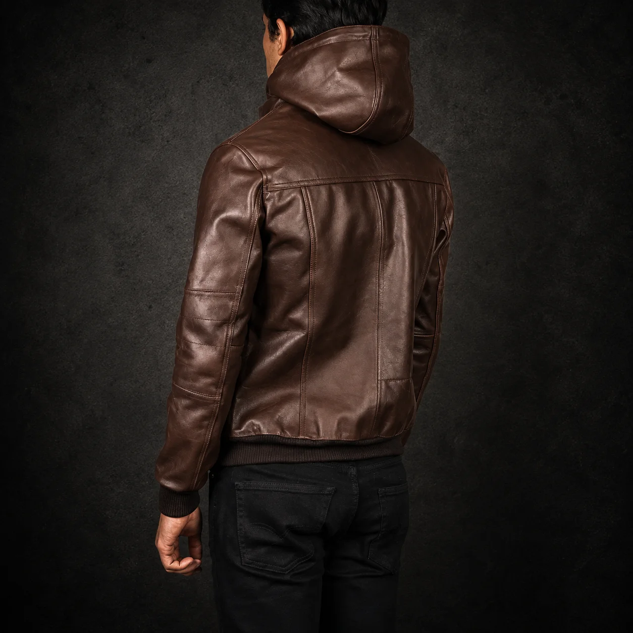 Everett Brown Leather Bomber Jacket alternate