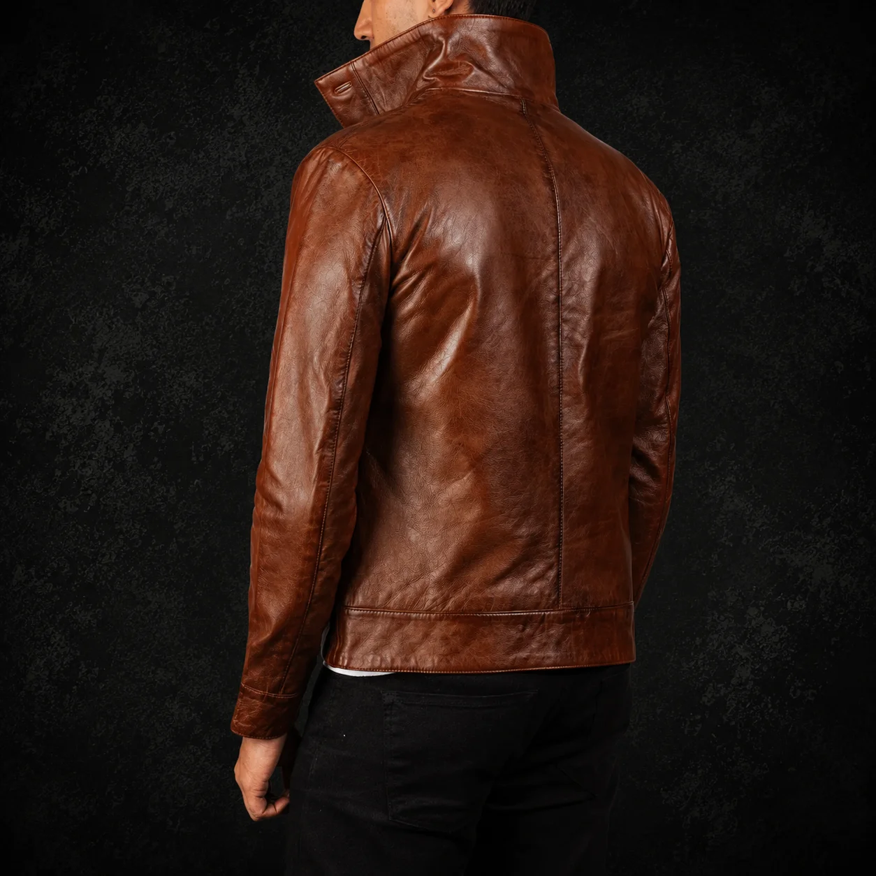 Columbus Brown Leather Bomber Jacket alternate