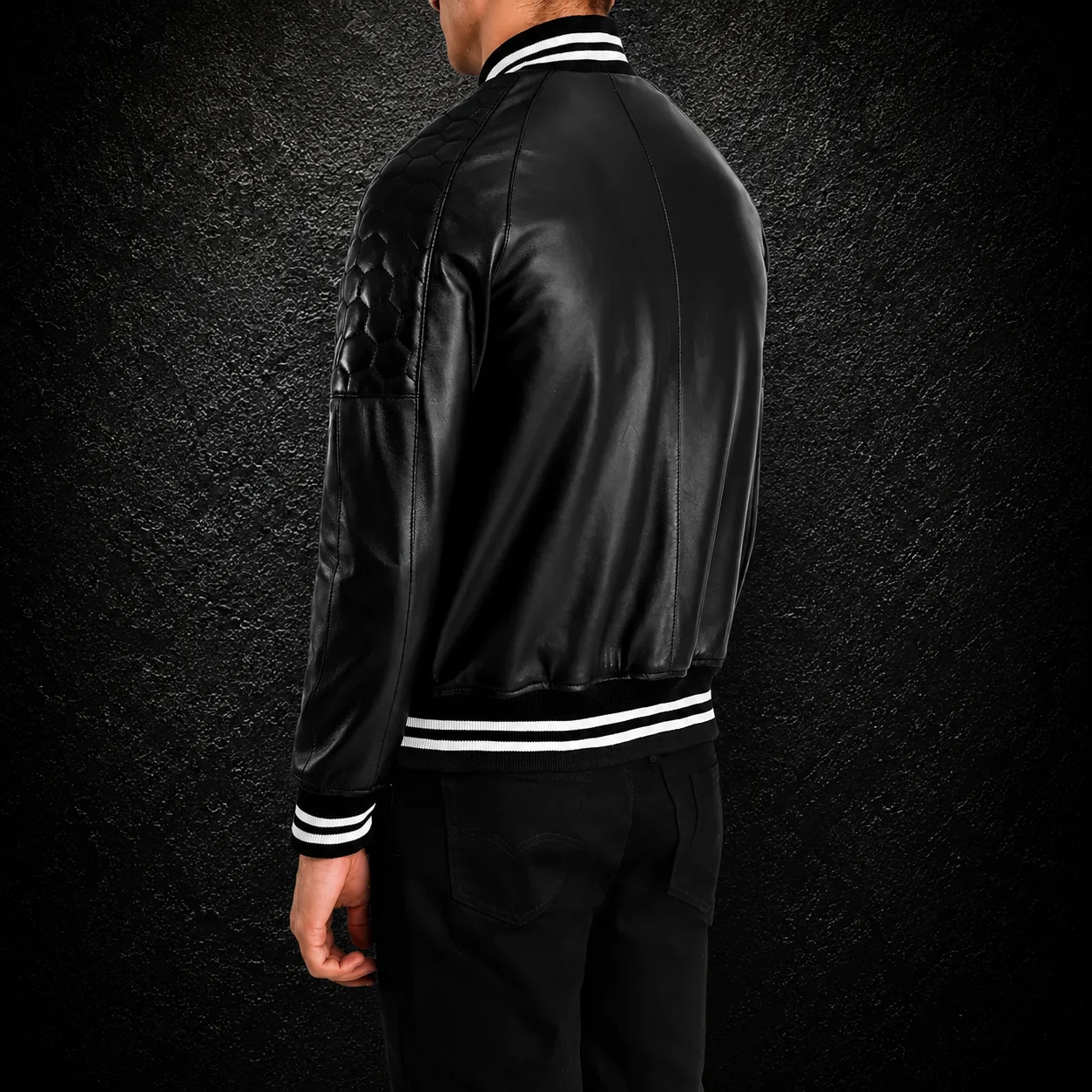 Men's Sterling Black Leather Varsity Jacket alternate