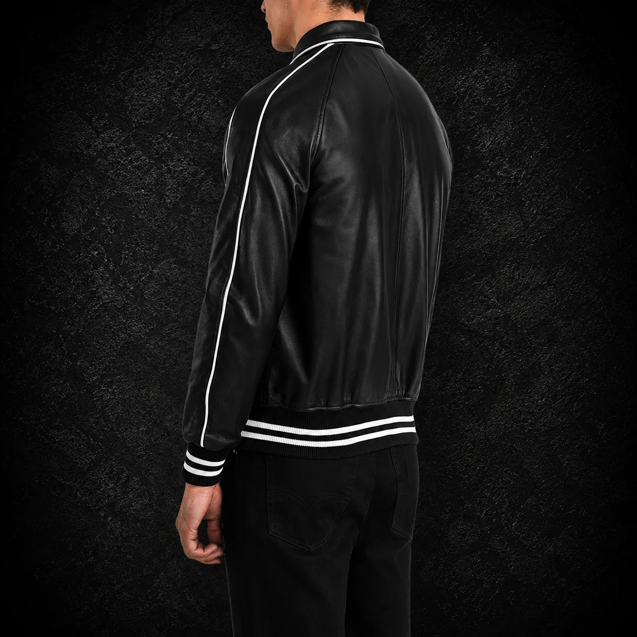 Men's Heritage Black Leather Varsity Jacket alternate