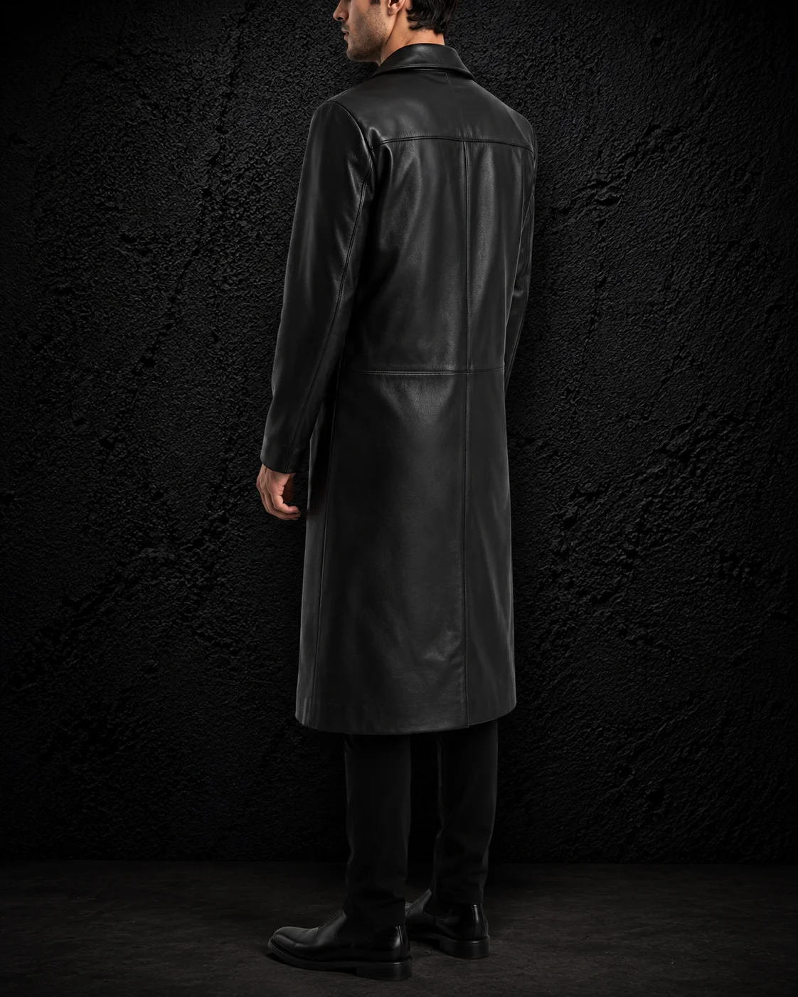 Kingsley Black Leather Double Breasted Coat alternate