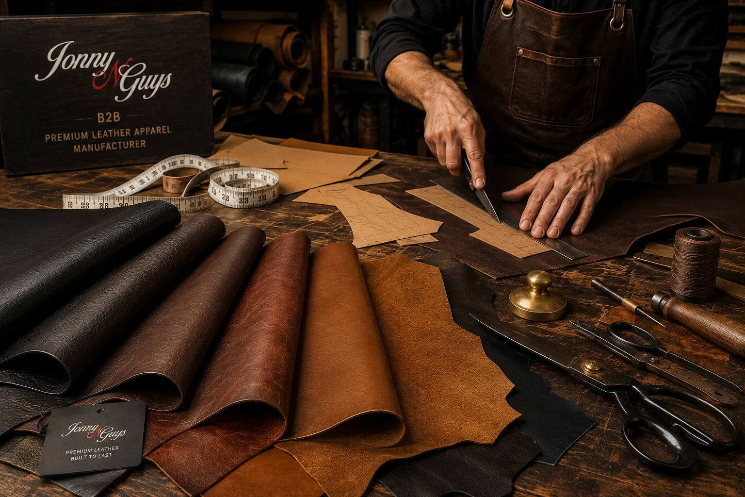 Leather selection and material inspection for custom leather jacket manufacturing
