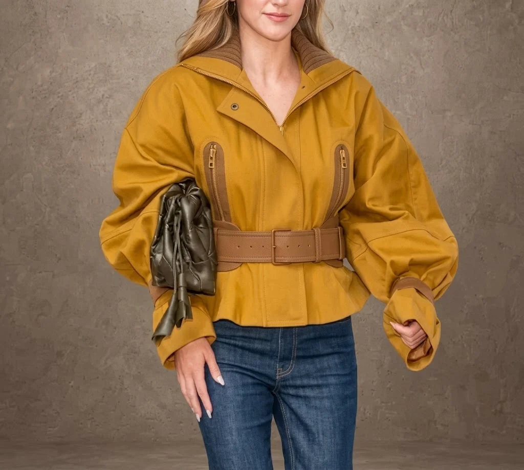 Drew Barrymore Show NYC Mustard Suede Jacket