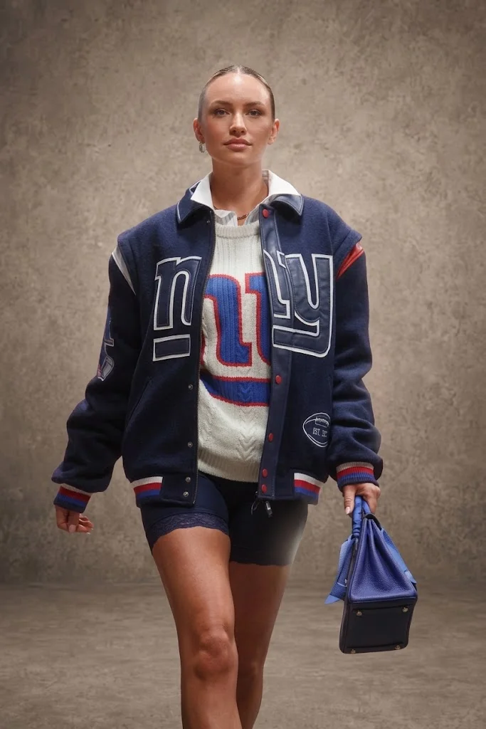Marissa Ayers New York Giants navy varsity jacket for women