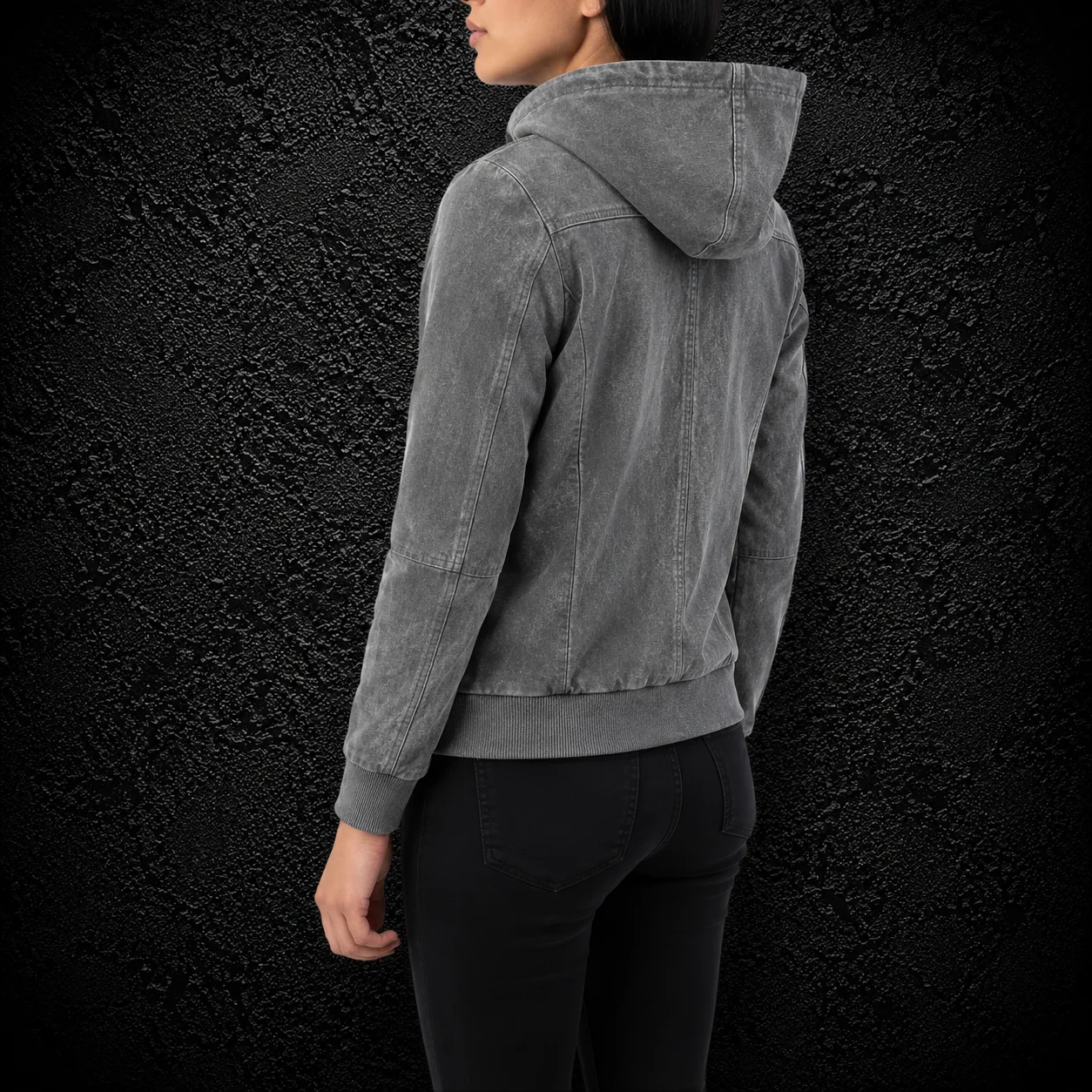Mistvale Grey Hooded Suede Pullover Jacket alternate