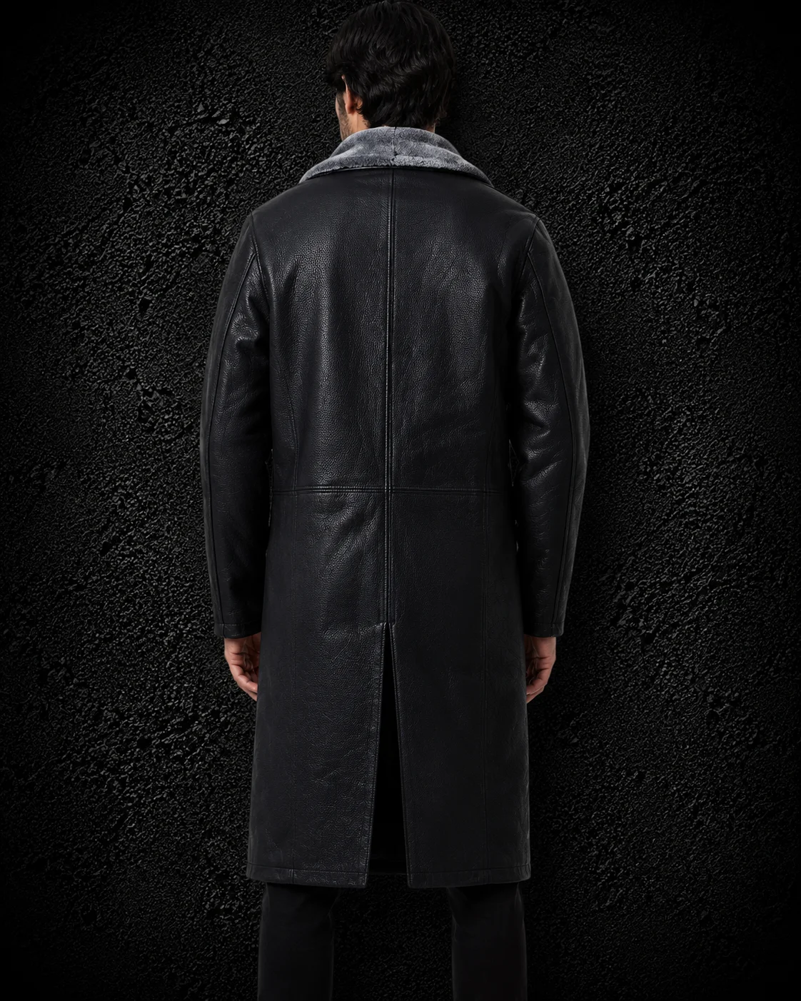 Rowan Distressed Black Leather Shearling Coat alternate
