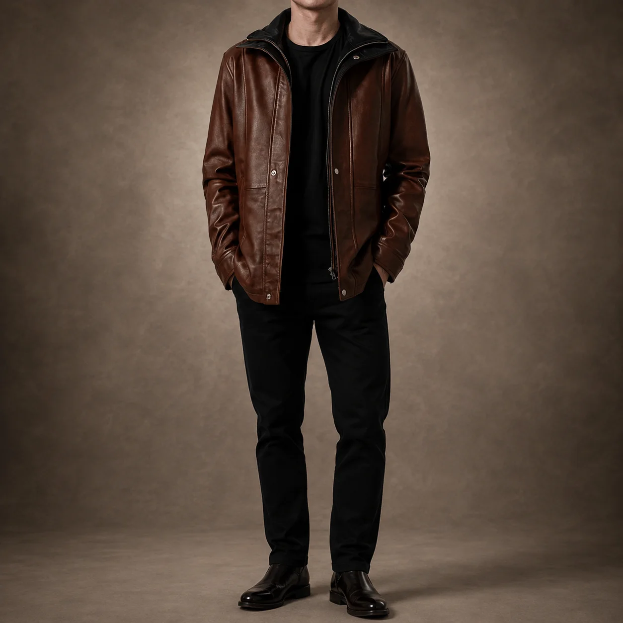 Ryder Distressed Brown Leather Car Coat