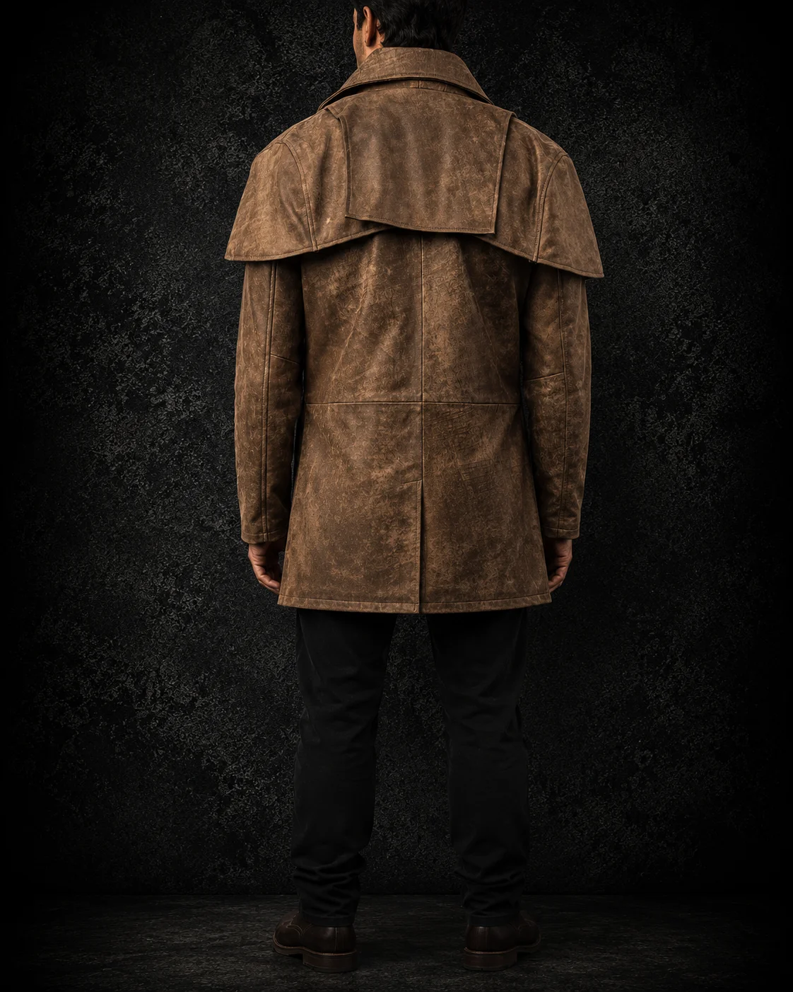 Weston Distressed Brown Leather Duster Coat alternate