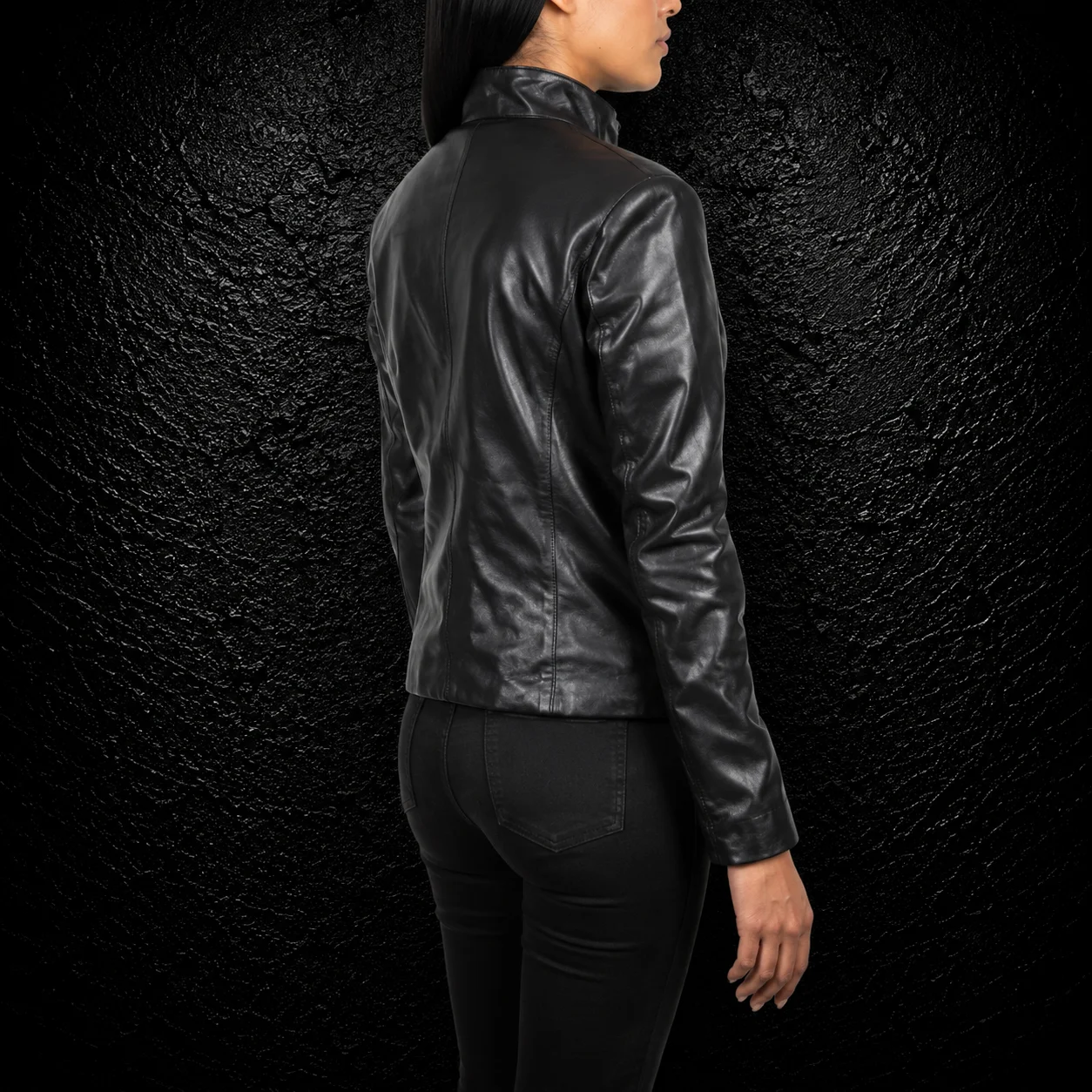 Ravena Black Leather Biker Jacket alternate