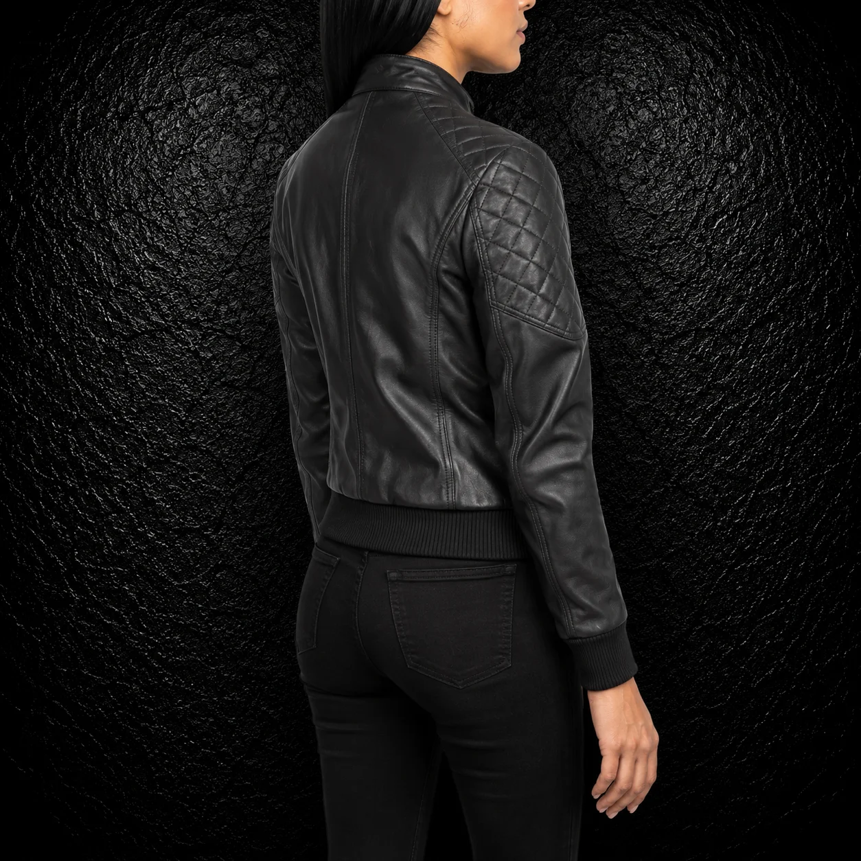 Arden Black Leather Bomber Jacket alternate