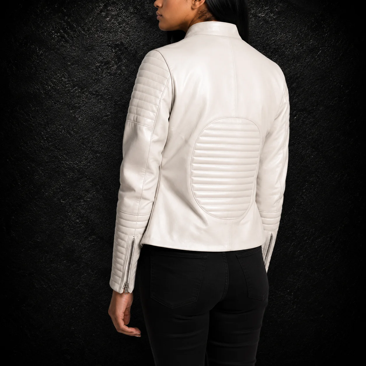 Lunara Silver Quilted Leather Biker Jacket alternate