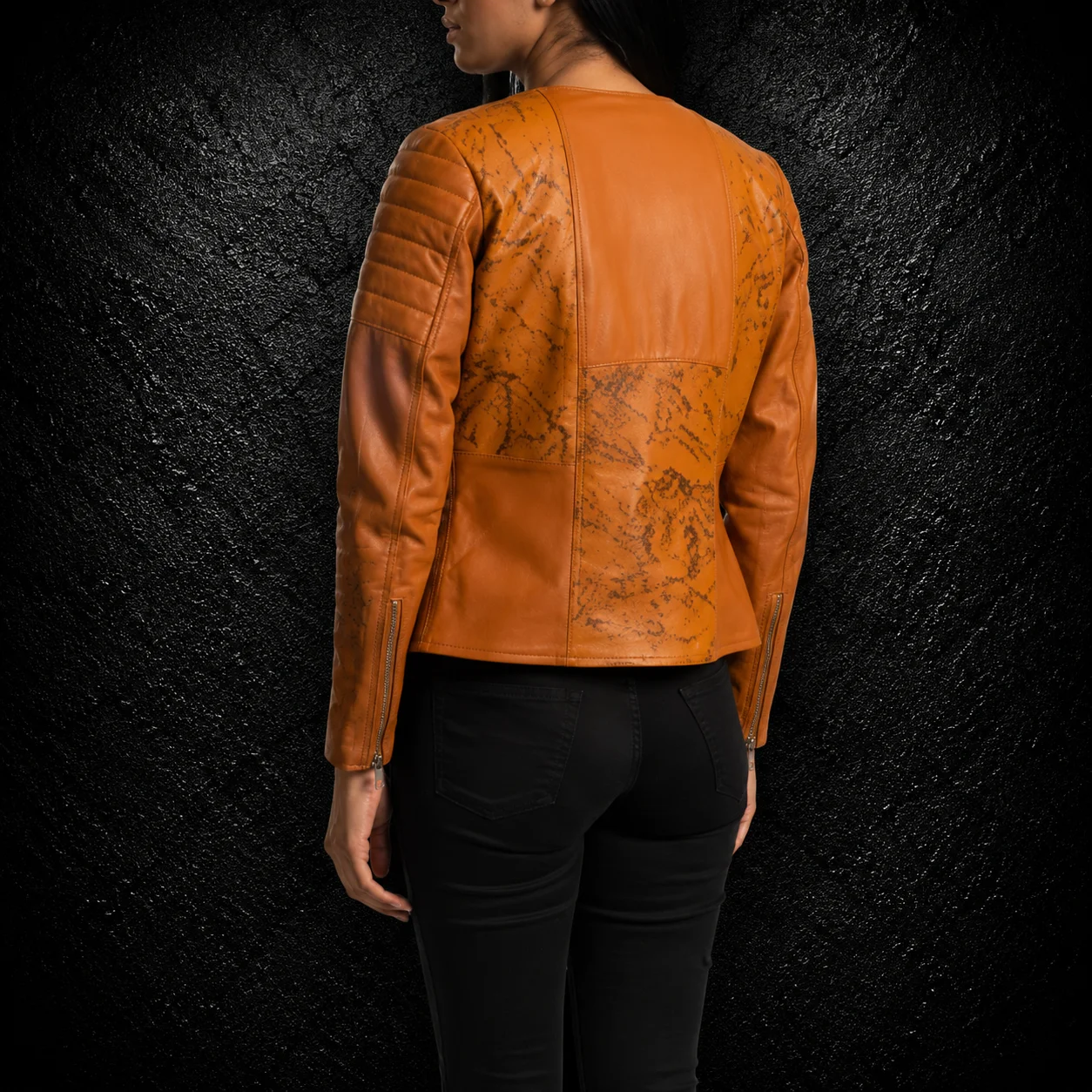Savannah Tan Dip-Dye Leather Biker Jacket alternate