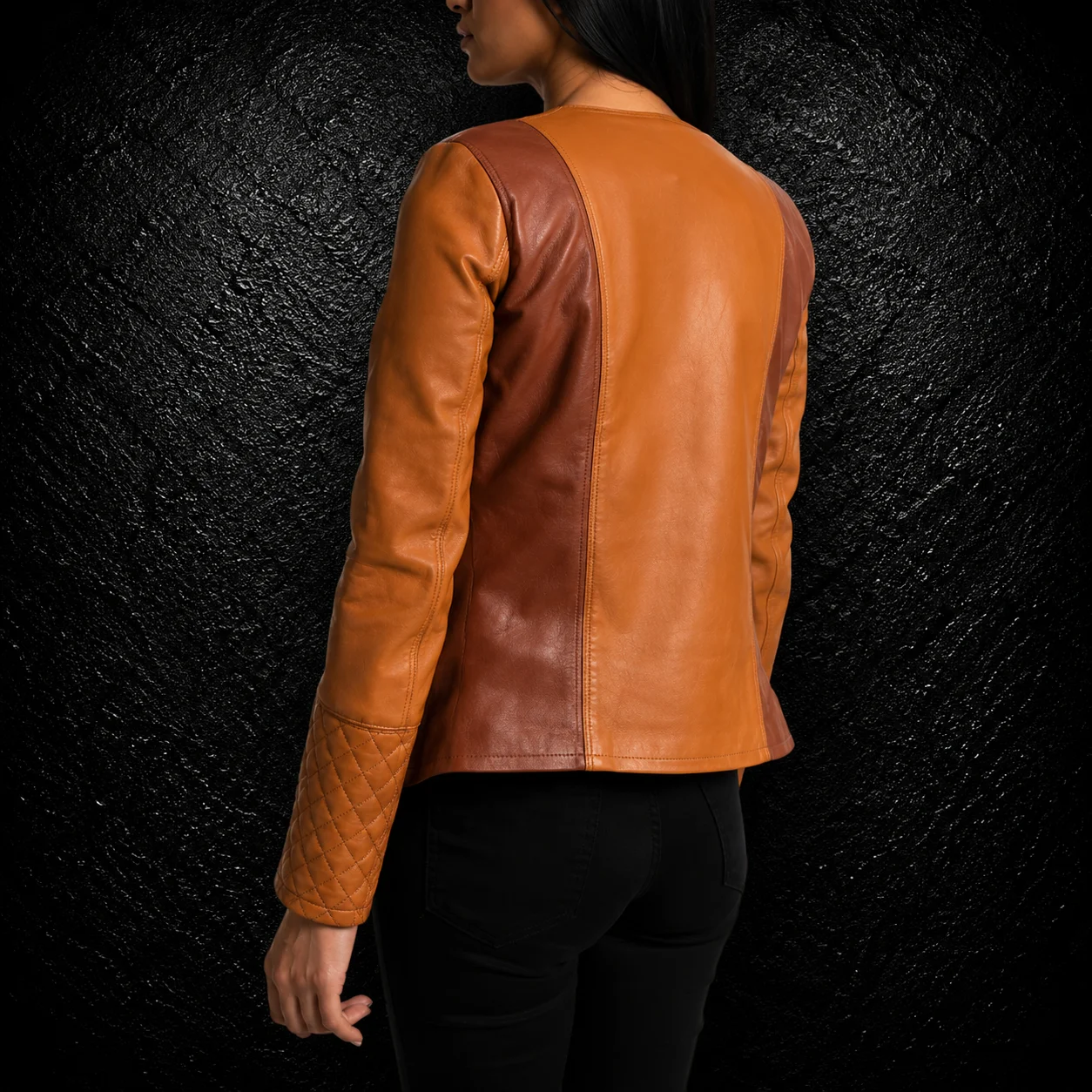 Elowen Tan Overlap Leather Jacket alternate